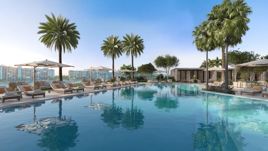 ICON BEACH WATERFRONT RESIDENCES: Resort-style pool stretching over 150 feet with poolside cabanas